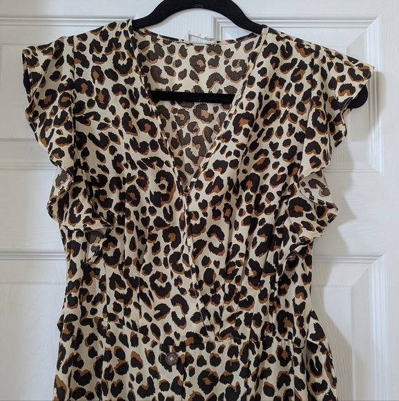 Leopard print midi dress w pockets size S - Picture 4 of 6